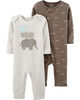Carter's 2-Pack Jumpsuits - Brown, 9 Months