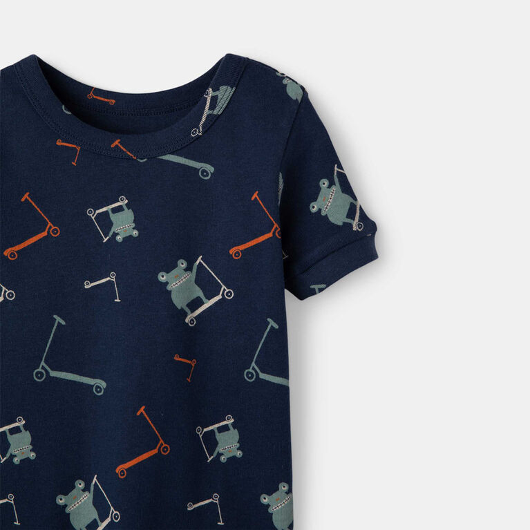 Short Sleeve 2 Piece Sleep Navy Scooter Print 4Y