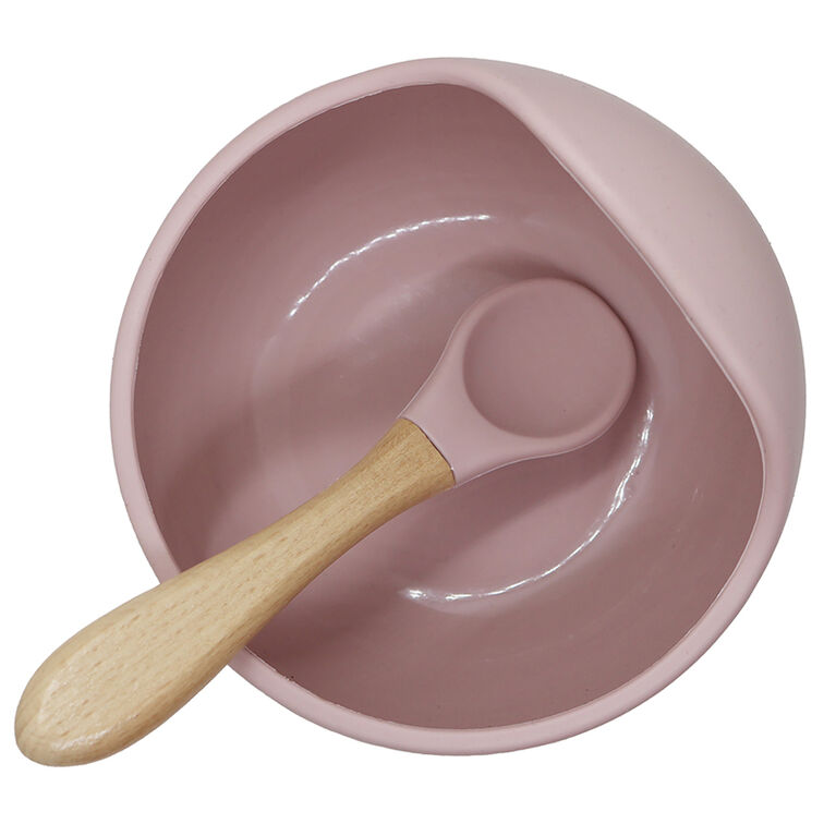 Silicone bowl & spoon set Rose