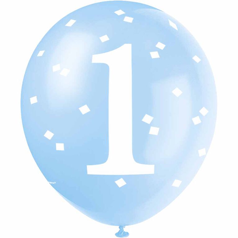 Blue Gingham 1st Birthday 12" Ballons, 5un