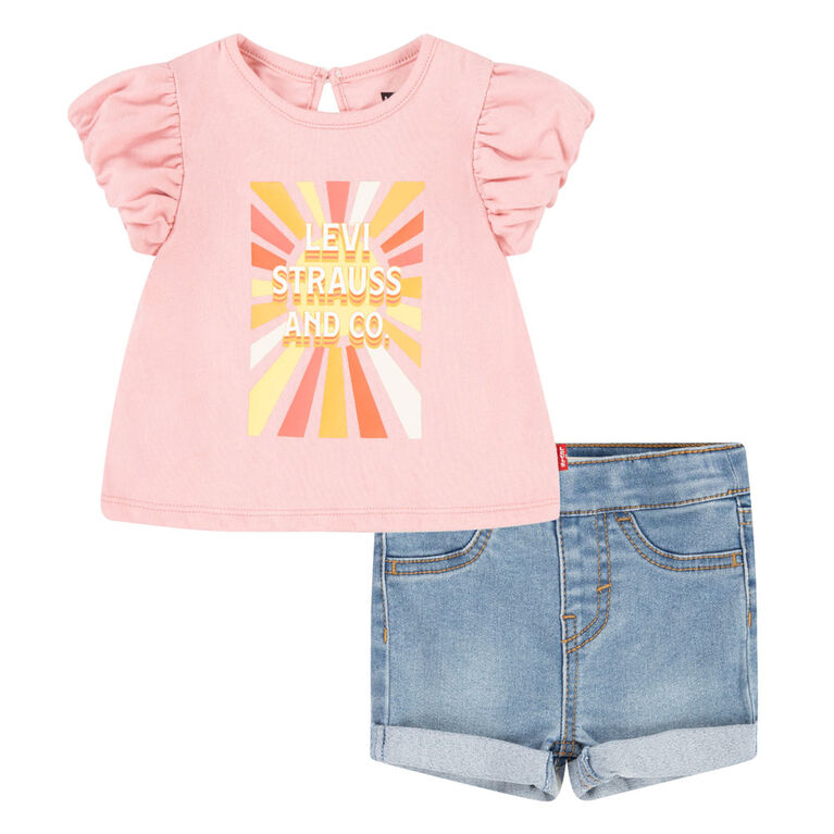 Levi's Sun Top and Shorts Set - Quartz Pink - Size 24M