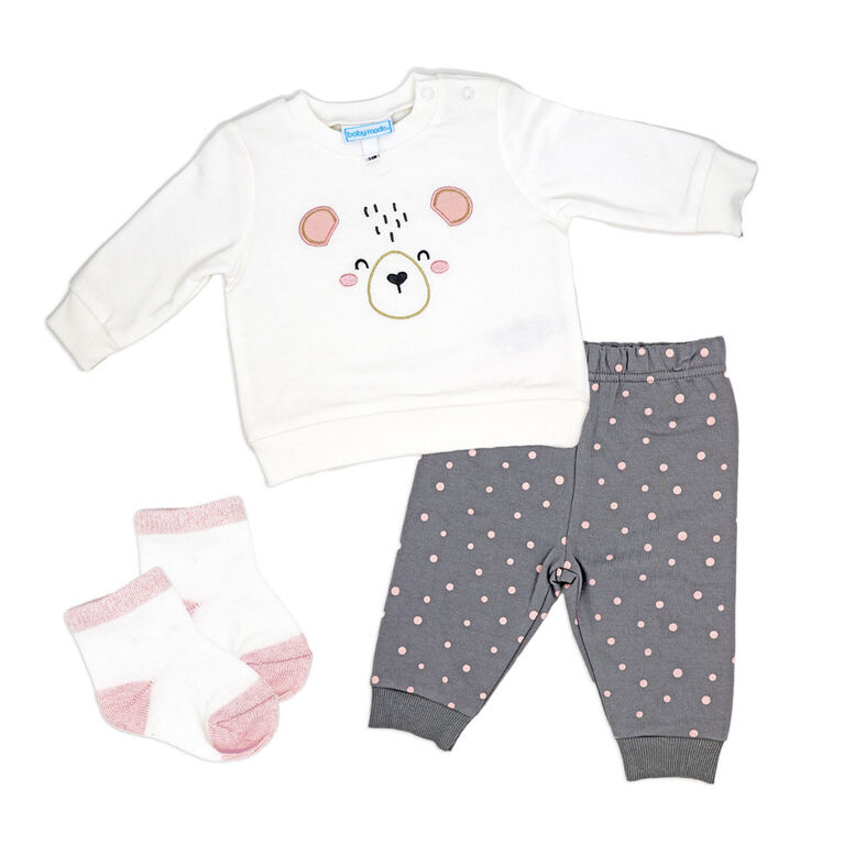 Baby Mode Grey Bear 2-Piece Jogger Set