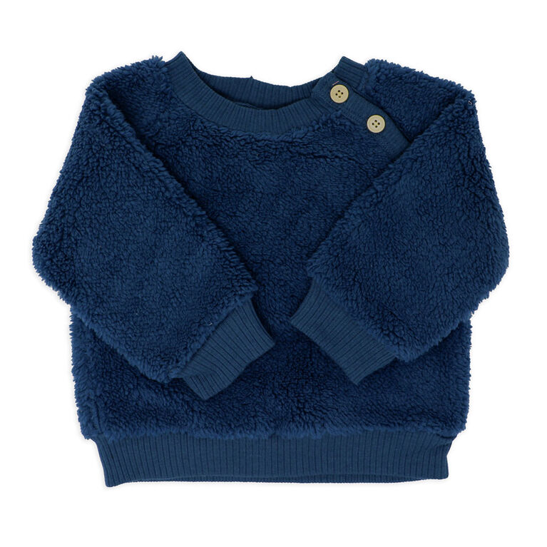 Baby Mode Ensemble Sherpa 3 pi&egrave;ces : rayures bleu marine, 3-6 mois