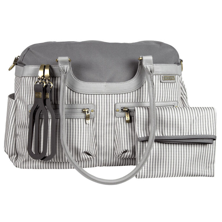 JJ Cole Satchel Baby Diaper Bag Grey Circle Stripe