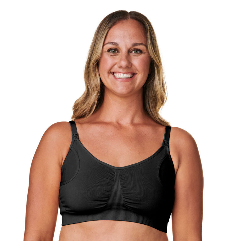 Basics by Bravado 2-in-1 Pumping and Nursing Bra, Black, Small