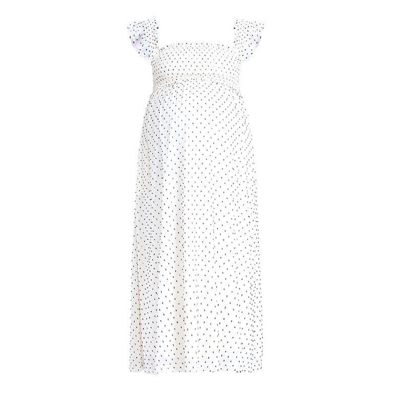 Motherhood Robe Midi Smockée À Manches À Volants