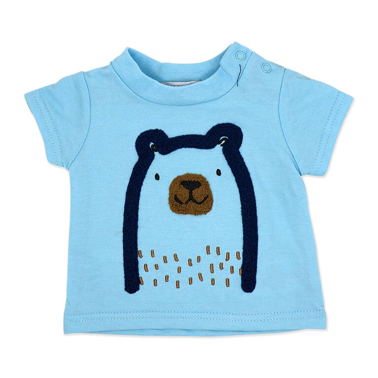 Mini Hop 3 Piece Short Set: Blue Bear