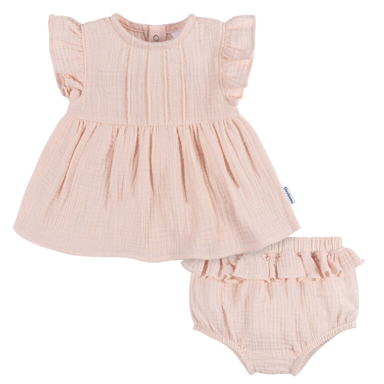 Gerber Childrenswear - 2-Piece Top + Diaper Set - Blush - NB