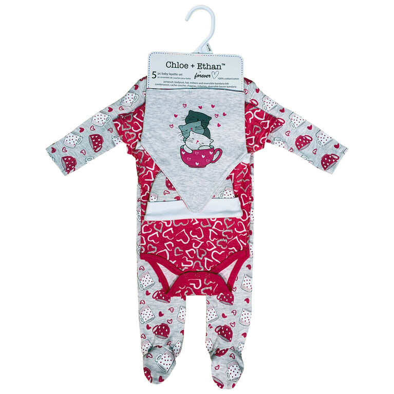 Chloe + Ethan - 5 Piece Layette Set for Baby - 0-3 Months