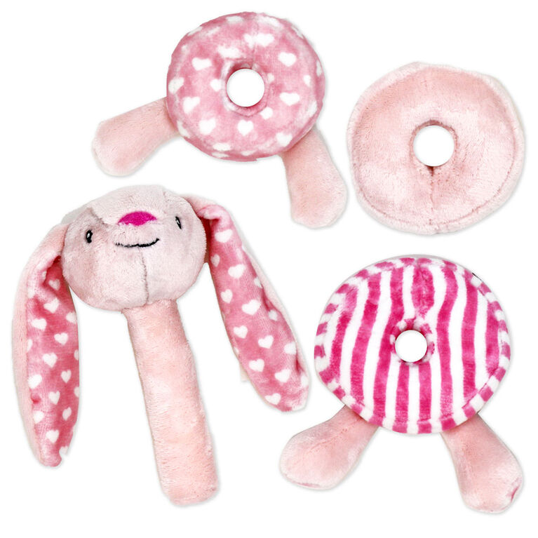 Bab & Tot Plush stacking activity toy: pink bunny