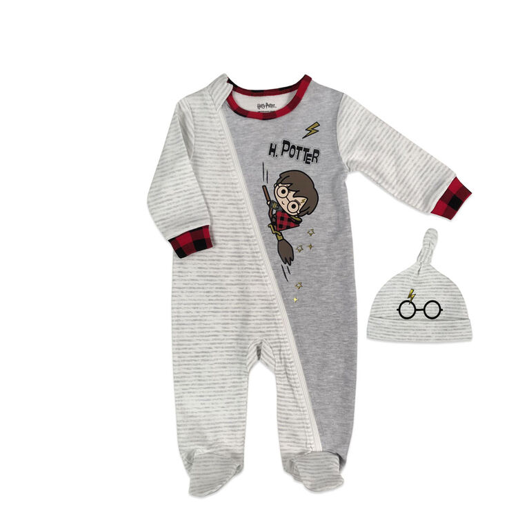 Harry Potter Sleeper with hat - Grey, Newborn.