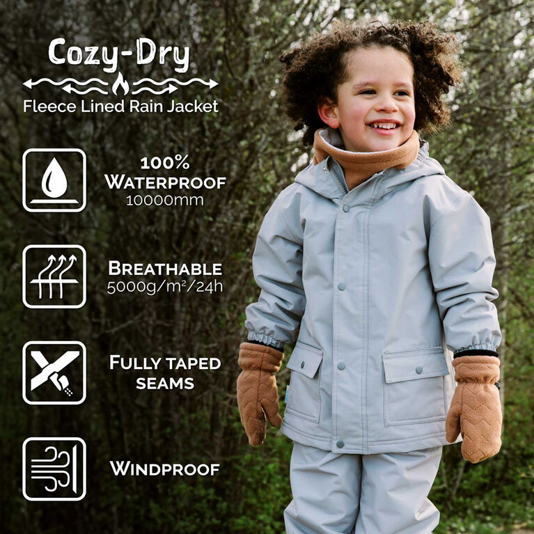 Kids Fleece Lined Rain Jackets  | Space Dinos - 1T (1-2Y)
