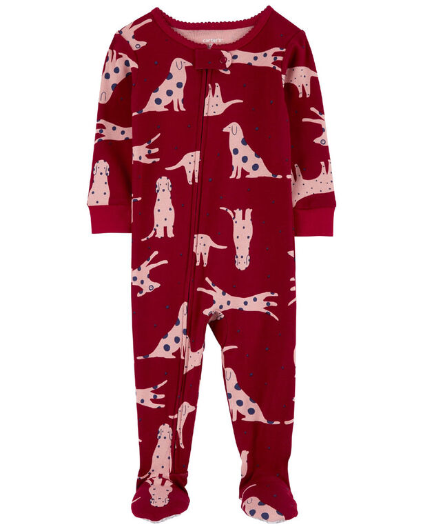 Carter's One Piece Dog 100% Snug Fit Cotton Footie Pajamas Red 3T