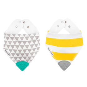 Bazzle Baby Banda Bib Teether 2pk - Triangle/Stripe