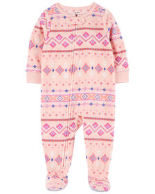 Pyjama 1 pi&egrave;ce &agrave; pieds en molleton &agrave; motif jacquard mauve et rose Carter&rsquo;s 2T