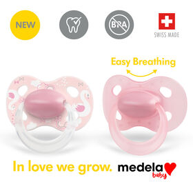 La nouvelle sucette ORIGINALE Medela Baby est parfaite pour un usage quotidien, sans BPA, légère et orthodontique - Sucette pour bébé 0-6 mo Fille
