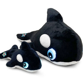 Ensemble NightBuddies and BabyBuddies Orque Noir de 15" and 5" en Peluche Yeux Lumineux