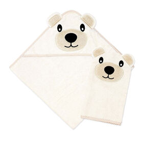 Baby Mode Signature Serviette &agrave; capuche et gant ours bronz&eacute;