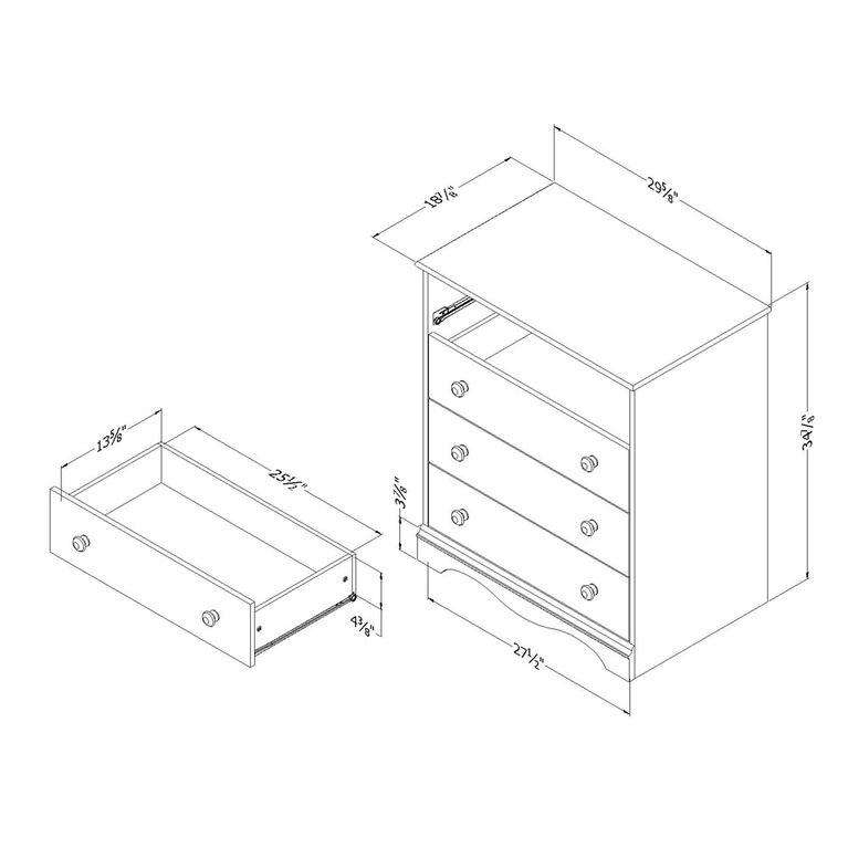 Meubles South Shore, Commode 4 tiroirs - Blanc solide