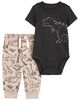 Carter's Two Piece Dinosaur Bodysuit Pant Set Black 3M