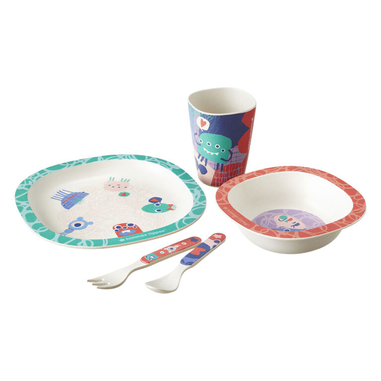 Tommee Tippee Chompers 5-piece Bamboo Toddler Dinner Set - 12+ Months - English Edition