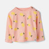 RISE Little Earthling Long Sleeve Button Top Mid Pink Lemon Print