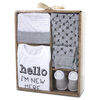 Baby Essentials Hello I' Months new here - 4-Piece Layette Set 0-3 Months