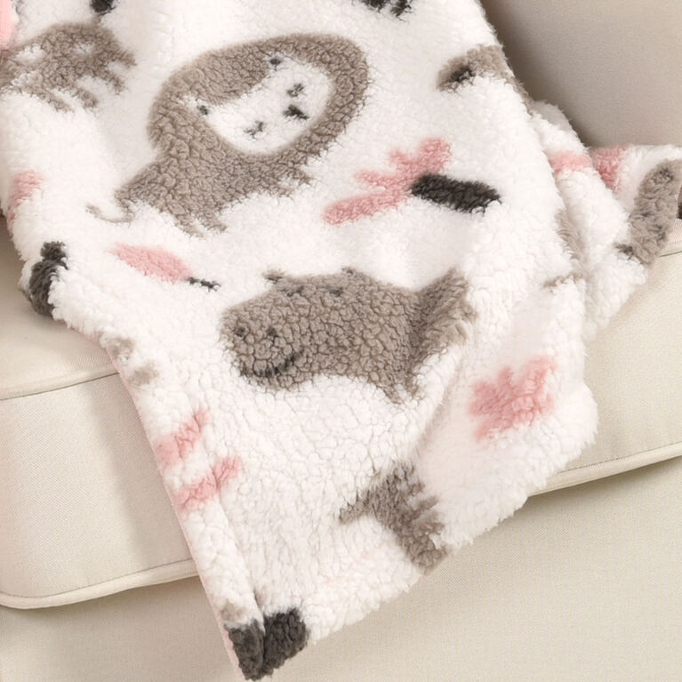Koala Baby couverture de bebe - Animal de jungle imprimé rose.
