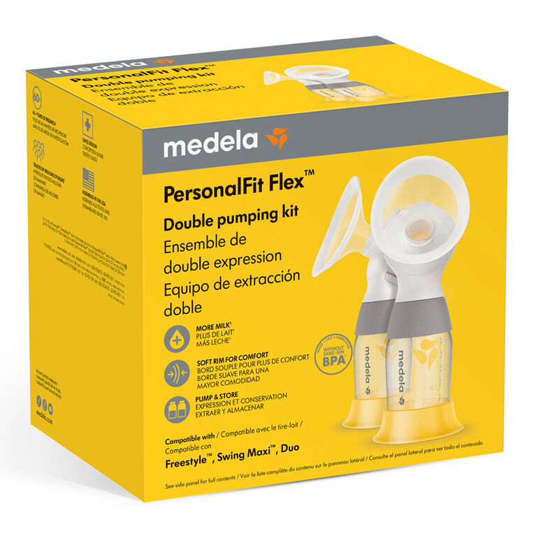 Ensemble d'expression double Medela PersonalFit Flex pour tire-laits électriques compatible avec Freestyle, Swing Maxi, Duo