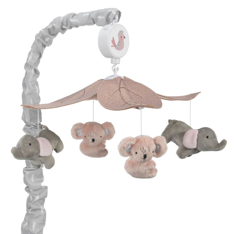 Lambs & Ivy Calypso Elephant Koala Musical Mobile - Pink/Gray