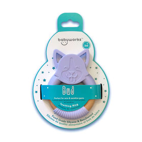 babyworks Silicone & Beechwood Teething Ring - "Bud" Puppy