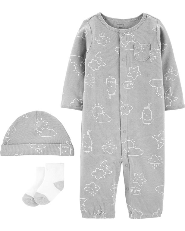 Carter's 3-Piece Take-Me-Home Set Gray - Newborn