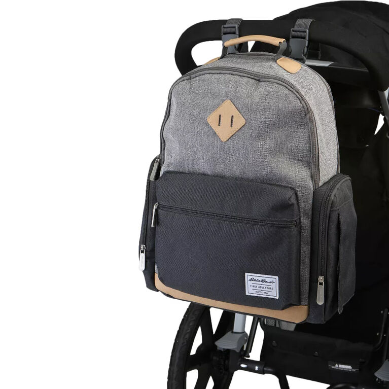 Eddie Bauer Places and Spaces Bridgeport Backpack Diaper Bag - Grey with Tan accents