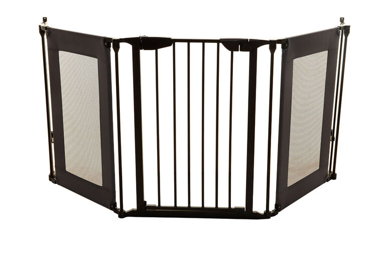 Dreambaby Denver 3 Panel Adapta-Gate - Black with Grey Mesh Panels