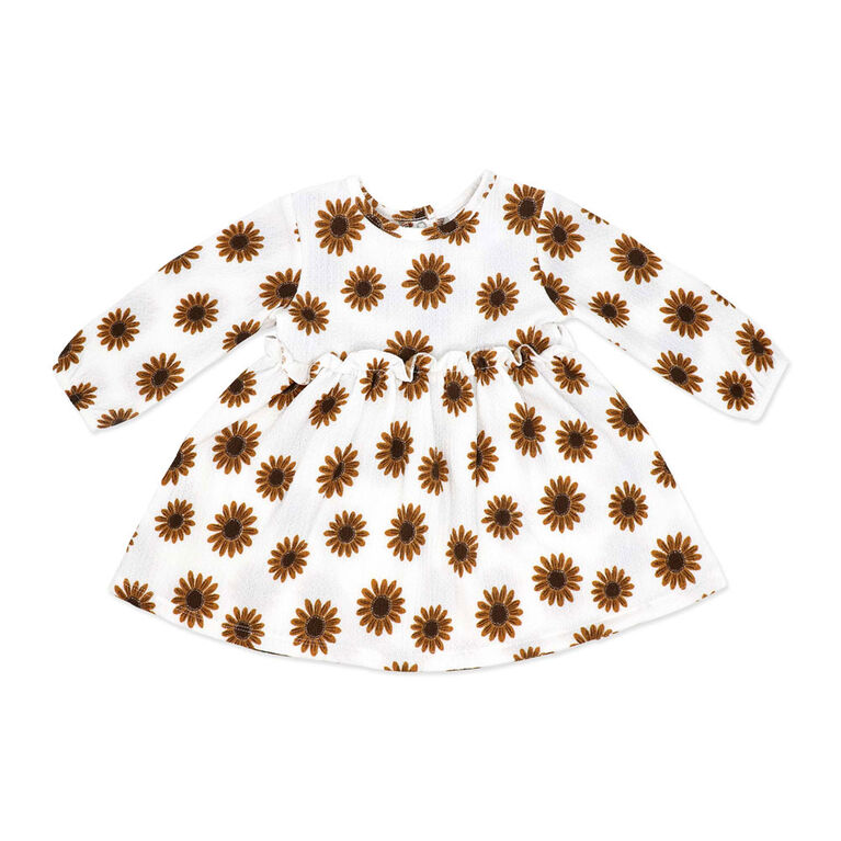 Baby Mode Ensemble 3 pièces en tricot froissé : motif floral marron, 3-6M