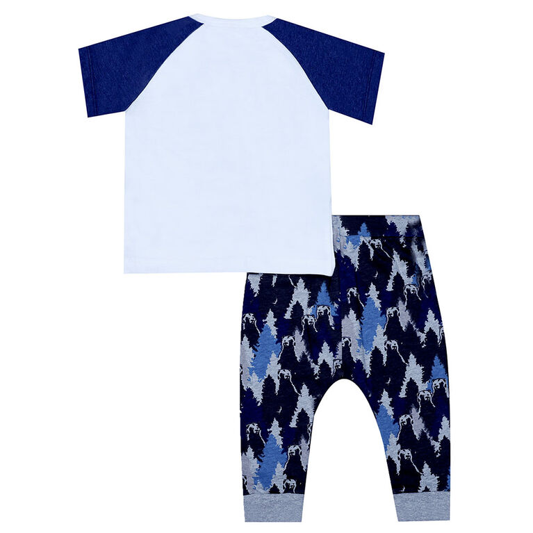 Earth by Art & Eden - Ensemble de 2 leggings Paul - Blanc/Bleu, nouveau-né