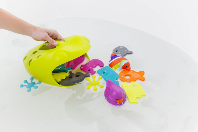 Conteneur Grenouille pour ramasser, égoutter et ranger les jouets de bain -  vert.