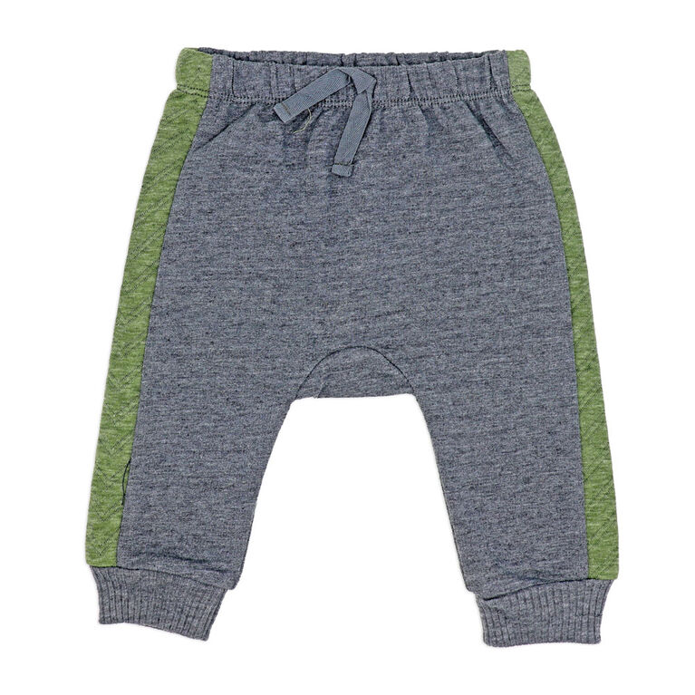 Baby Mode  2 Piece Quilted Jogger Set: Green Heather