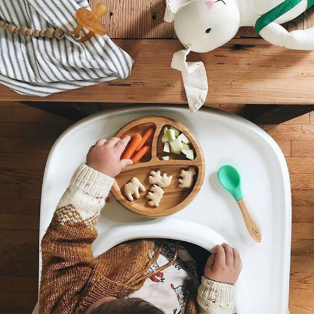 Avanchy Bamboo Suction Baby Plate Spoon Green Babies R Us Canada