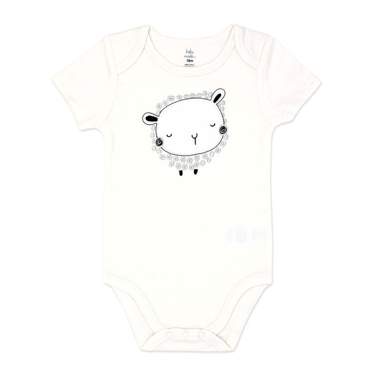 Baby Mode Body à manches courtes : Mouton blanc pour 6M