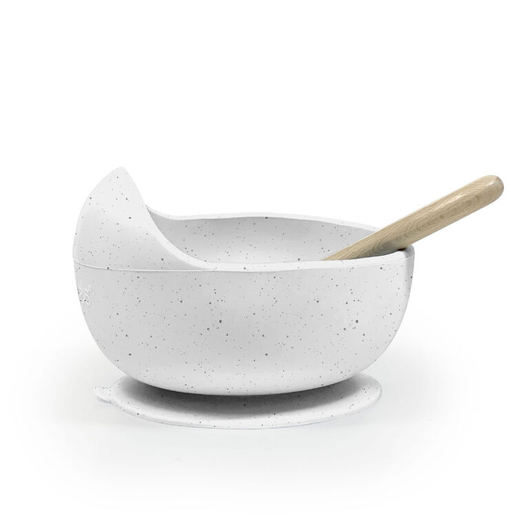 Silicone bowl and spoon set Day Dream Grey