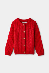 RISE Little Earthling Cable Knit Cardigan Red