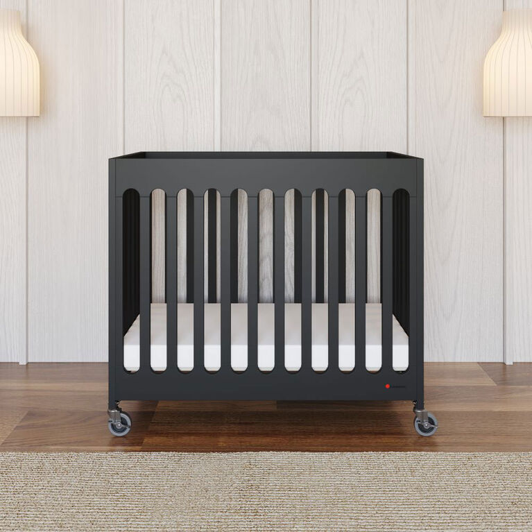 Mini Compact Crib with Mattress, Ebony