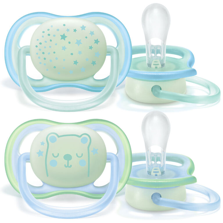 Suce de nuit ultra-aérée Philips Avent, 0 à 6 mois, couleurs variées, emballage de 2