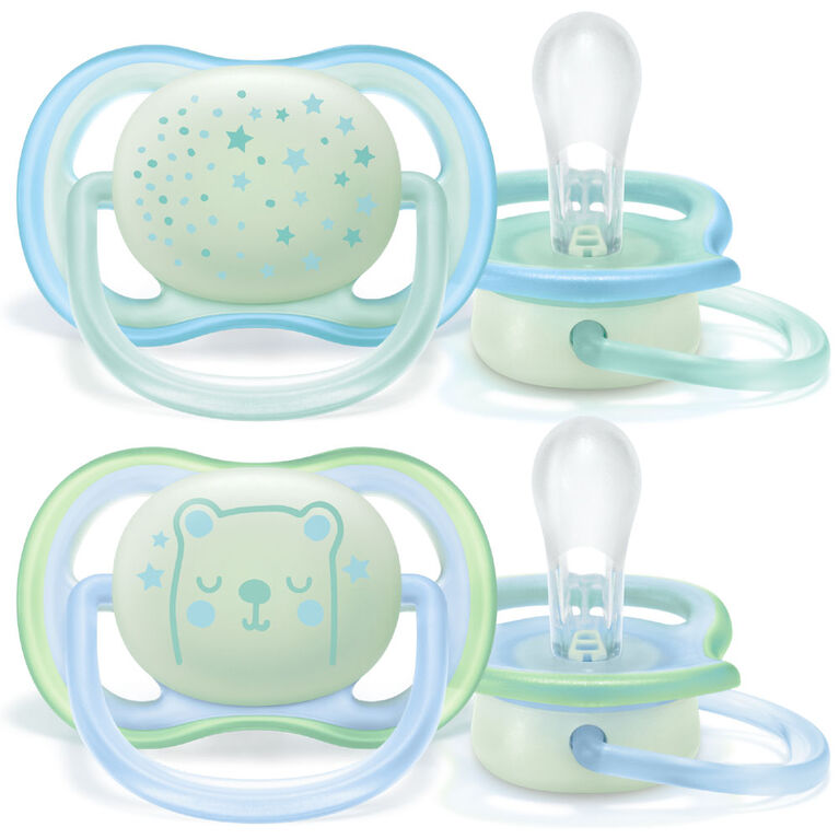 Philips Avent Ultra Air Nighttime Pacifier, 0-6 months, various colors, 2 pack