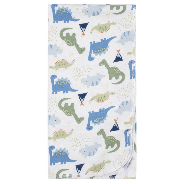 Gerber 5 Pack Flannel Receiving Blanket - Dinosaur
