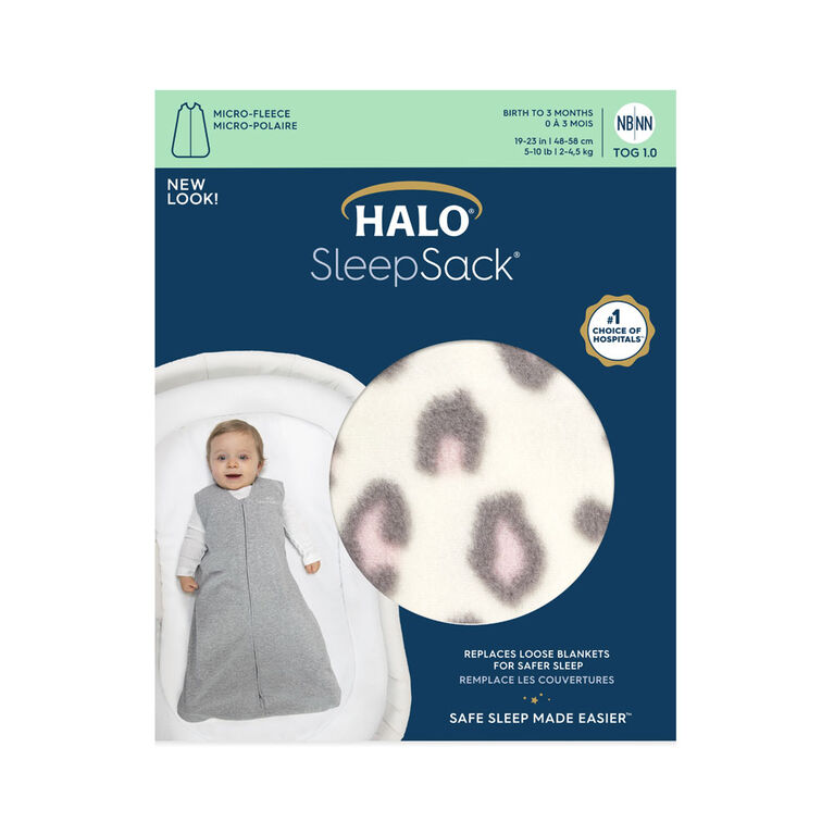 Halo Sleepsack Wearable Blanket MicroFleece Leopard Pink Medium