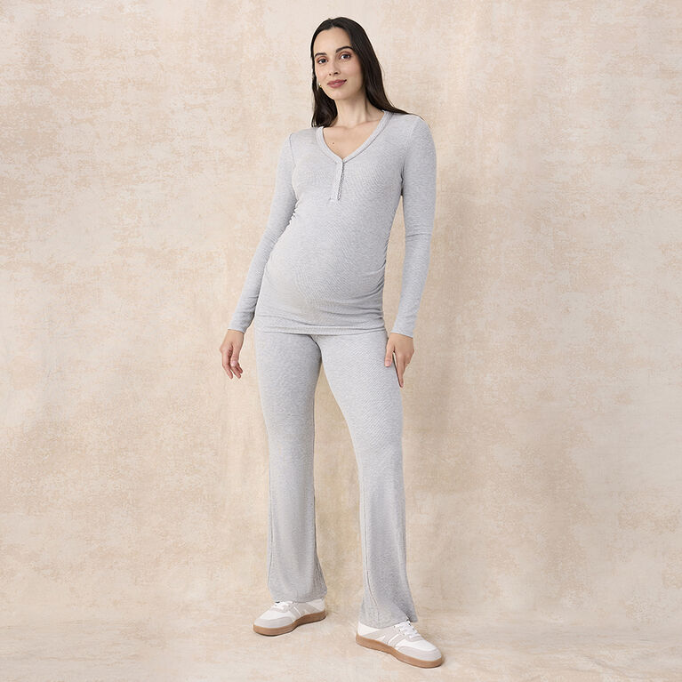 Motherhood - Rollover Wasitband Flare Pant - Grey Mix - L