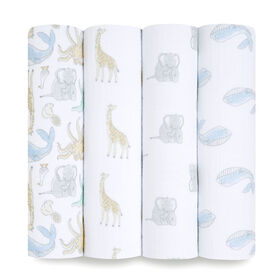 Aden + Anais Essentials 4-Pack Muslin Swaddles Natural History
