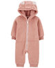 Carter's Zip Up Sherpa Jumpsuit Pink NB
